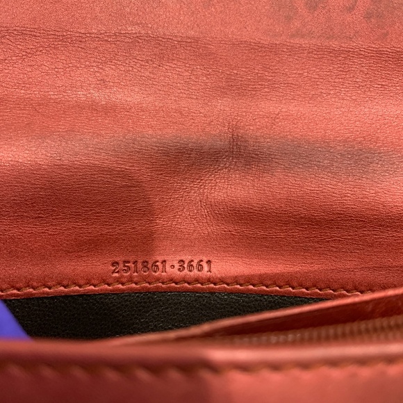 Gucci Red Lovely Heart Guccissima Long Wallet Sku#85603(Gently used,color fading - Picture 9 of 16
